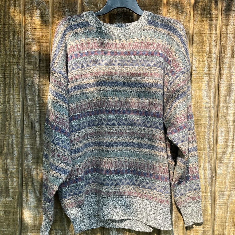 Vintage Nordic Stripe Pattern Sweater Size X-Large